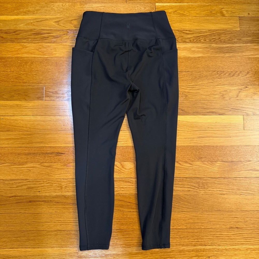 Spyder Active Ribbed High Waisted Leggings in Black - Size Medium Pockets - Picture 5 of 6